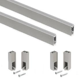 EMUCA LOTE DE 2 BARRAS PARA ARMARIO LUXE DE LONGITUD 0.75M CON SOPORTES, ALUMINIO Y PLÁSTICO, PINTADO COLOR GRIS PI