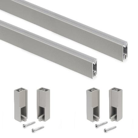 EMUCA LOTE DE 2 BARRAS PARA ARMARIO LUXE DE LONGITUD 0.75M CON SOPORTES, ALUMINIO Y PLÁSTICO, PINTADO COLOR GRIS PI