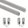 EMUCA LOTE DE 2 BARRAS PARA ARMARIO LUXE DE LONGITUD 0.75M CON SOPORTES, ALUMINIO Y PLÁSTICO, PINTADO COLOR GRIS PI