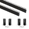 EMUCA LOTE DE 2 BARRAS PARA ARMARIO LUXE DE LONGITUD 0.75M CON SOPORTES, ALUMINIO Y PLÁSTICO, PINTADO NEGRO TEXTURI