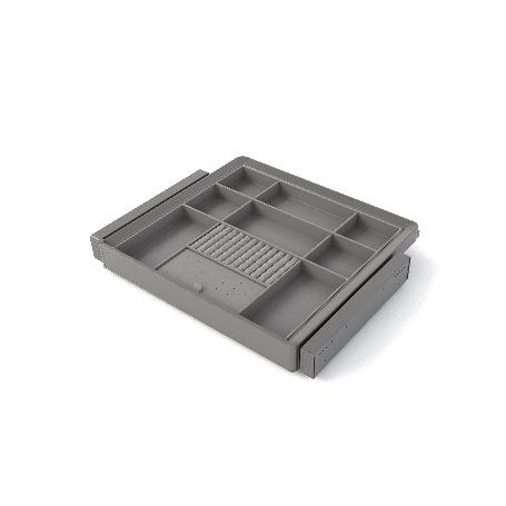EMUCA KIT DE CAJÓN ORGANIZADOR Y BASTIDOR REGULABLE QUARTZ PARA ARMARIOS, GUÍAS DE CIERRE SUAVE Y EXTRACCIÓN TOTAL,