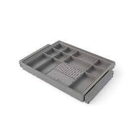 EMUCA KIT DE CAJÓN ORGANIZADOR Y BASTIDOR REGULABLE QUARTZ PARA ARMARIOS, GUÍAS DE CIERRE SUAVE Y EXTRACCIÓN TOTAL,