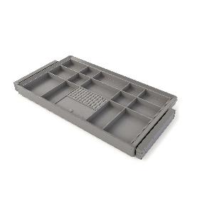 EMUCA KIT DE CAJÓN ORGANIZADOR Y BASTIDOR REGULABLE QUARTZ PARA ARMARIOS, GUÍAS DE CIERRE SUAVE Y EXTRACCIÓN TOTAL,