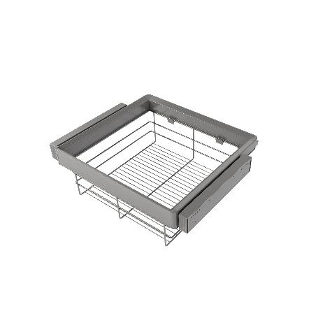 EMUCA KIT DE CAJÓN DE ALAMBRE Y BASTIDOR REGULABLE QUARTZ PARA ARMARIOS, GUÍAS DE CIERRE SUAVE Y EXTRACCIÓN TOTAL, 