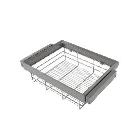 EMUCA KIT DE CAJÓN DE ALAMBRE Y BASTIDOR REGULABLE QUARTZ PARA ARMARIOS, GUÍAS DE CIERRE SUAVE Y EXTRACCIÓN TOTAL, 