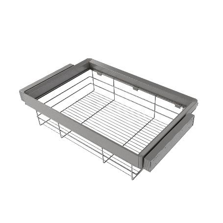 EMUCA KIT DE CAJÓN DE ALAMBRE Y BASTIDOR REGULABLE QUARTZ PARA ARMARIOS, GUÍAS DE CIERRE SUAVE Y EXTRACCIÓN TOTAL, 