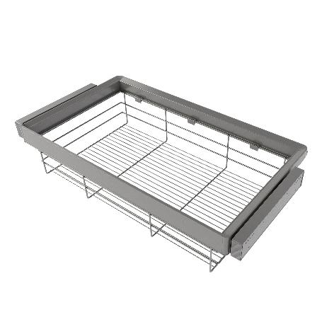EMUCA KIT DE CAJÓN DE ALAMBRE Y BASTIDOR REGULABLE QUARTZ PARA ARMARIOS, GUÍAS DE CIERRE SUAVE Y EXTRACCIÓN TOTAL, 