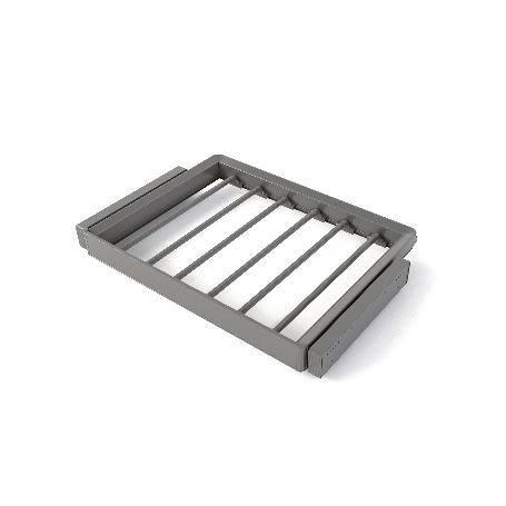 EMUCA KIT DE PANTALONERO DE 7 VARILLAS Y BASTIDOR REGULABLE QUARTZ PARA ARMARIOS, GUÍAS DE CIERRE SUAVE Y EXTRACCIÓ