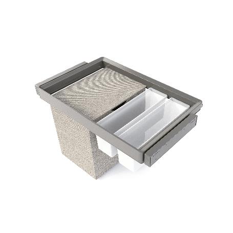 EMUCA KIT DE 2 BANDEJAS AUXILIARES, 1 CESTO Y BASTIDOR REGULABLE QUARTZ PARA ARMARIOS, GUÍAS DE CIERRE SUAVE Y EXTR