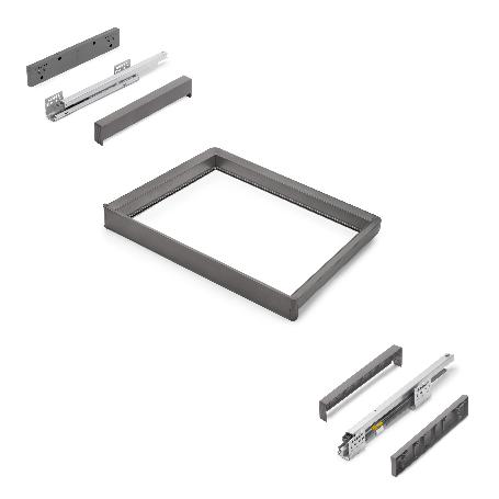 EMUCA BASTIDOR CON GUÍAS DE CIERRE SUAVE Y EXTRACCIÓN TOTAL PARA ACCESORIOS DE ARMARIO QUARTZ, 612-638MM, ALUMINIO 