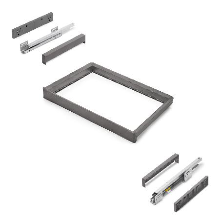 EMUCA BASTIDOR CON GUÍAS DE CIERRE SUAVE Y EXTRACCIÓN TOTAL PARA ACCESORIOS DE ARMARIO QUARTZ, 662-688MM, ALUMINIO 