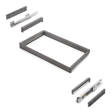 EMUCA BASTIDOR CON GUÍAS DE CIERRE SUAVE Y EXTRACCIÓN TOTAL PARA ACCESORIOS DE ARMARIO QUARTZ, 712-738MM, ALUMINIO 