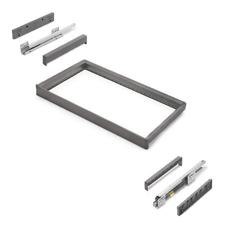 EMUCA BASTIDOR CON GUÍAS DE CIERRE SUAVE Y EXTRACCIÓN TOTAL PARA ACCESORIOS DE ARMARIO QUARTZ, 762-788MM, ALUMINIO 