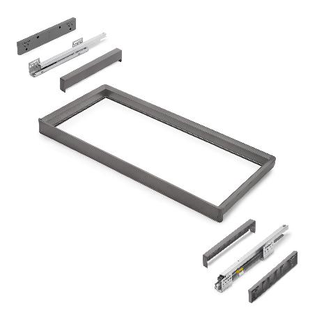 EMUCA BASTIDOR CON GUÍAS DE CIERRE SUAVE Y EXTRACCIÓN TOTAL PARA ACCESORIOS DE ARMARIO QUARTZ, 862-888MM, ALUMINIO 