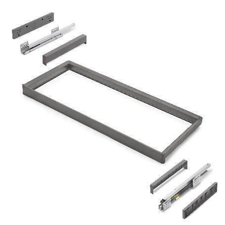EMUCA BASTIDOR CON GUÍAS DE CIERRE SUAVE Y EXTRACCIÓN TOTAL PARA ACCESORIOS DE ARMARIO QUARTZ, 912-938MM, ALUMINIO 