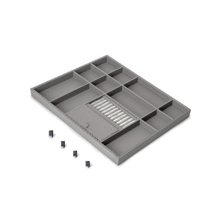 EMUCA CAJÓN ORGANIZADOR PARA ARMARIOS Y VESTIDORES QUARTZ, 540 (M70), PIEL ECOLÓGICA Y MADERA, TITANIO