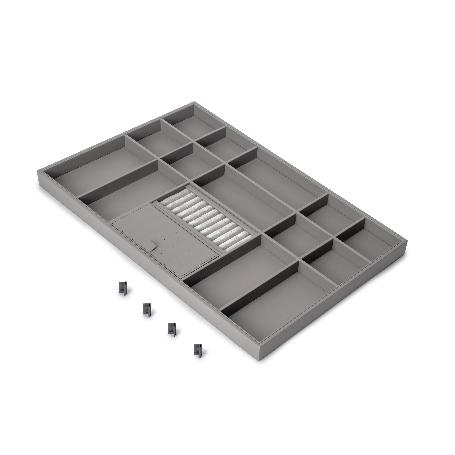 EMUCA CAJÓN ORGANIZADOR PARA ARMARIOS Y VESTIDORES QUARTZ, 640 (M80), PIEL ECOLÓGICA Y MADERA, TITANIO
