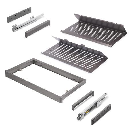 EMUCA KIT DE CAJÓN ZAPATERO EXTRAÍBLE PARA ARMARIOS QUARTZ, REGULABLE, MÓDULO 700MM, ACERO, ALUMINIO Y PLÁSTICO, TI