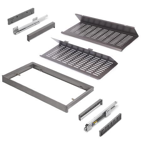 EMUCA KIT DE CAJÓN ZAPATERO EXTRAÍBLE PARA ARMARIOS QUARTZ, REGULABLE, MÓDULO 800MM, ACERO, ALUMINIO Y PLÁSTICO, TI