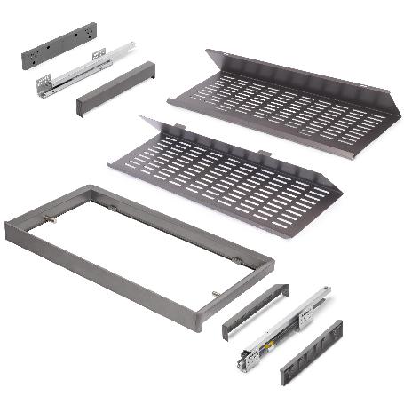 EMUCA KIT DE CAJÓN ZAPATERO EXTRAÍBLE PARA ARMARIOS QUARTZ, REGULABLE, MÓDULO 900MM, ACERO, ALUMINIO Y PLÁSTICO, TI