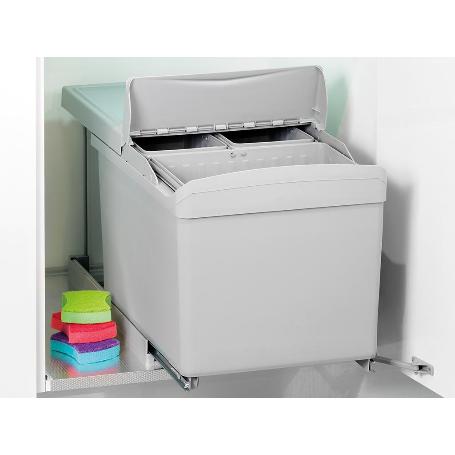 EMUCA CONTENEDOR DE RECICLAJE PARA FIJACIÓN INFERIOR Y EXTRACCIÓN AUTOMÁTICA EN MUEBLE DE COCINA 1X16LITROS 2X7.5LI