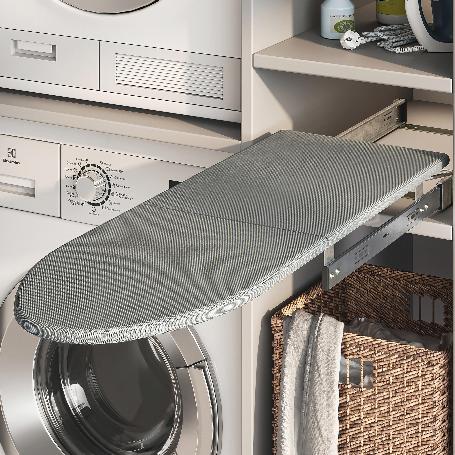 EMUCA TABLA DE PLANCHAR PLEGABLE Y EXTRAÍBLE PARA MUEBLE IRON 2, ACERO Y MADERA