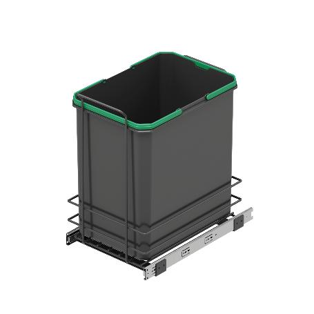 EMUCA CONTENEDOR DE RECICLAJE PARA FIJACIÓN INFERIOR Y EXTRACCIÓN MANUAL EN MUEBLE DE COCINA RECYCLE 1X35LITROS, PL