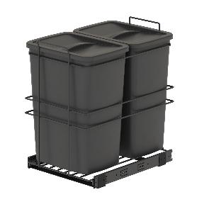 EMUCA CONTENEDOR DE RECICLAJE PARA FIJACIÓN INFERIOR Y EXTRACCIÓN MANUAL EN MUEBLE DE COCINA RECYCLE 2X35LITROS, PL