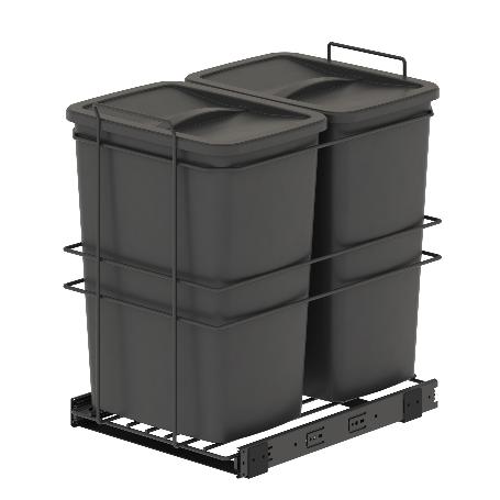 EMUCA CONTENEDOR DE RECICLAJE PARA FIJACIÓN INFERIOR Y EXTRACCIÓN MANUAL EN MUEBLE DE COCINA RECYCLE 2X35LITROS, PL