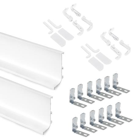 EMUCA KIT DE 2 PERFILES SUPERIORES GOLA PARA MUEBLES DE COCINA, LONGITUD 2,35M, CON ACCESORIOS, ALUMINIO, PINTADO B