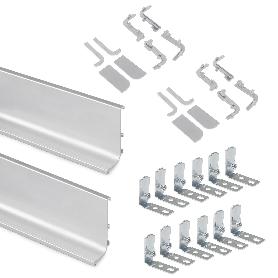 EMUCA KIT DE 2 PERFILES SUPERIORES GOLA PARA MUEBLES DE COCINA, LONGITUD 2,35M, CON ACCESORIOS, ALUMINIO, ANODIZADO