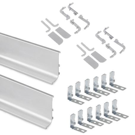 EMUCA KIT DE 2 PERFILES SUPERIORES GOLA PARA MUEBLES DE COCINA, LONGITUD 2,35M, CON ACCESORIOS, ALUMINIO, ANODIZADO