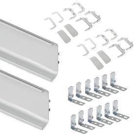 EMUCA KIT DE 2 PERFILES CENTRALES GOLA PARA MUEBLES DE COCINA, LONGITUD 2,35M, CON ACCESORIOS, ALUMINIO, ANODIZADO 