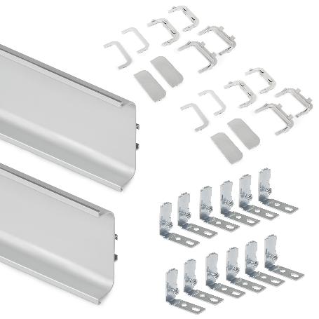 EMUCA KIT DE 2 PERFILES CENTRALES GOLA PARA MUEBLES DE COCINA, LONGITUD 2,35M, CON ACCESORIOS, ALUMINIO, ANODIZADO 