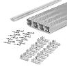 EMUCA LOTE DE 4 PERFILES TRAVESAÑOS PARA MUEBLES DE COCINA ALBEAM, CON ACCESORIOS PARA ATORNILLAR, ALUMINIO Y PLÁST