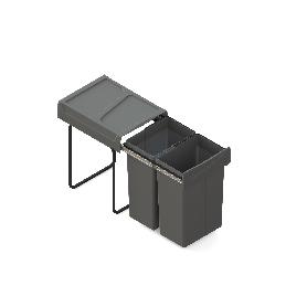 EMUCA CONTENEDOR DE RECICLAJE PARA FIJACIÓN INFERIOR Y EXTRACCIÓN MANUAL EN MUEBLE DE COCINA RECYCLE 2X25LITROS, PL