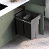 EMUCA CONTENEDOR DE RECICLAJE PARA FIJACIÓN INFERIOR Y EXTRACCIÓN MANUAL EN MUEBLE DE COCINA RECYCLE 2X25LITROS, PL