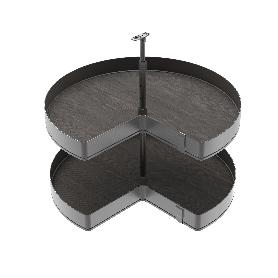 EMUCA JUEGO DE BANDEJAS GIRATORIAS HARMONY 3/4, MÓDULO ANCHO 800MM, ALTURA REGULABLE, ACERO Y MADERA, GRIS ANTRACIT