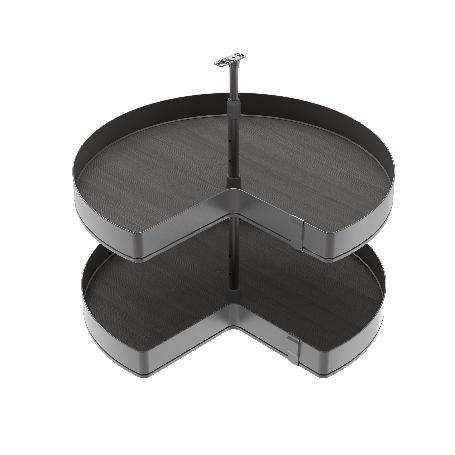 EMUCA JUEGO DE BANDEJAS GIRATORIAS HARMONY 3/4, MÓDULO ANCHO 800MM, ALTURA REGULABLE, ACERO Y MADERA, GRIS ANTRACIT