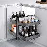 EMUCA SISTEMA DE RINCONERO ARTICULADO EXTRAÍBLE HARMONY PARA MUEBLE DE COCINA, DERECHA/IZQUIERDA, ACERO Y MADERA, G