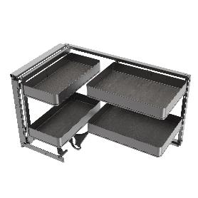 EMUCA RINCONERO EXTRAÍBLE HARMONY PARA MUEBLES DE COCINA, IZQUIERDA, ACERO Y MADERA, GRIS ANTRACITA