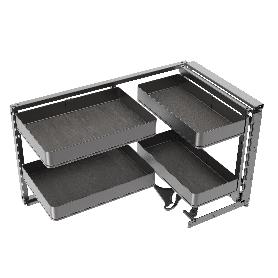 EMUCA RINCONERO EXTRAÍBLE HARMONY PARA MUEBLES DE COCINA, DERECHA, ACERO Y MADERA, GRIS ANTRACITA