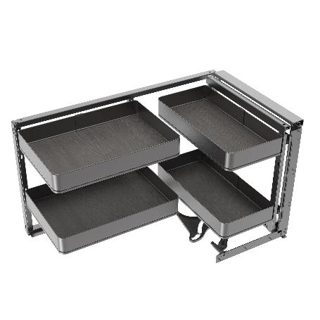 EMUCA RINCONERO EXTRAÍBLE HARMONY PARA MUEBLES DE COCINA, DERECHA, ACERO Y MADERA, GRIS ANTRACITA