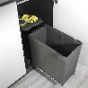 EMUCA CONTENEDORES DE RECICLAJE PARA COCINA, 1 X 30L, FIJACIÓN INFERIOR Y EXTRACCIÓN AUTOMÁTICA, ACERO Y PLÁSTICO, 