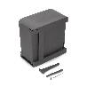 EMUCA CONTENEDORES DE RECICLAJE PARA COCINA, 1 X 30L, FIJACIÓN INFERIOR Y EXTRACCIÓN AUTOMÁTICA, ACERO Y PLÁSTICO, 