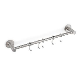 EMUCA COLGADOR ADHESIVO DE COCINA CON 5 GANCHOS SUPRA, ACERO INOXIDABLE