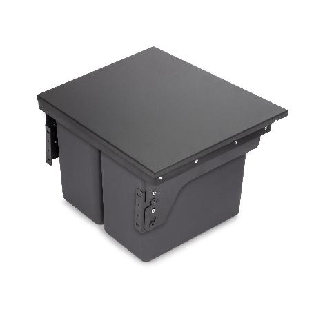 EMUCA CONTENEDOR DE RECICLAJE PARA FIJACIÓN LATERAL EN MUEBLE DE COCINA RECYCLE 2X24LITROS, ACERO, PLÁSTICO GRIS AN