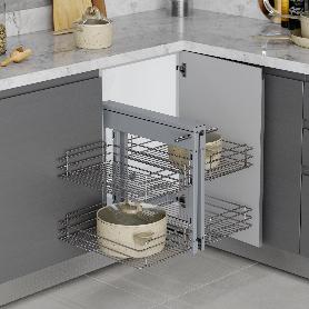 EMUCA SISTEMA DE RINCÓN EXTRAÍBLE PARA MUEBLE DE COCINA SUPRASTAR, ACERO, CROMADO