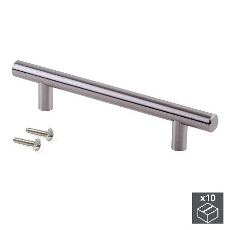 EMUCA LOTE DE 10 TIRADORES PARA MUEBLE ORLANDO, L210MM, INTEREJE 160MM, ACERO, NÍQUEL SATINADO