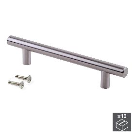 EMUCA LOTE DE 10 TIRADORES PARA MUEBLE ORLANDO, L336MM, INTEREJE 256MM, ACERO, NÍQUEL SATINADO